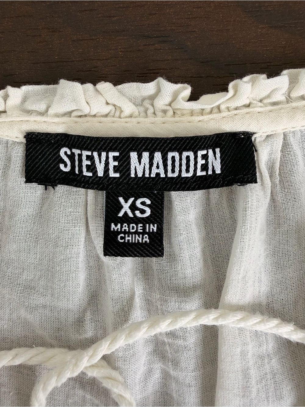 💜2 for 10- Steve Madden Cream Lace-Trim Peasant Top - Picture 5 of 6